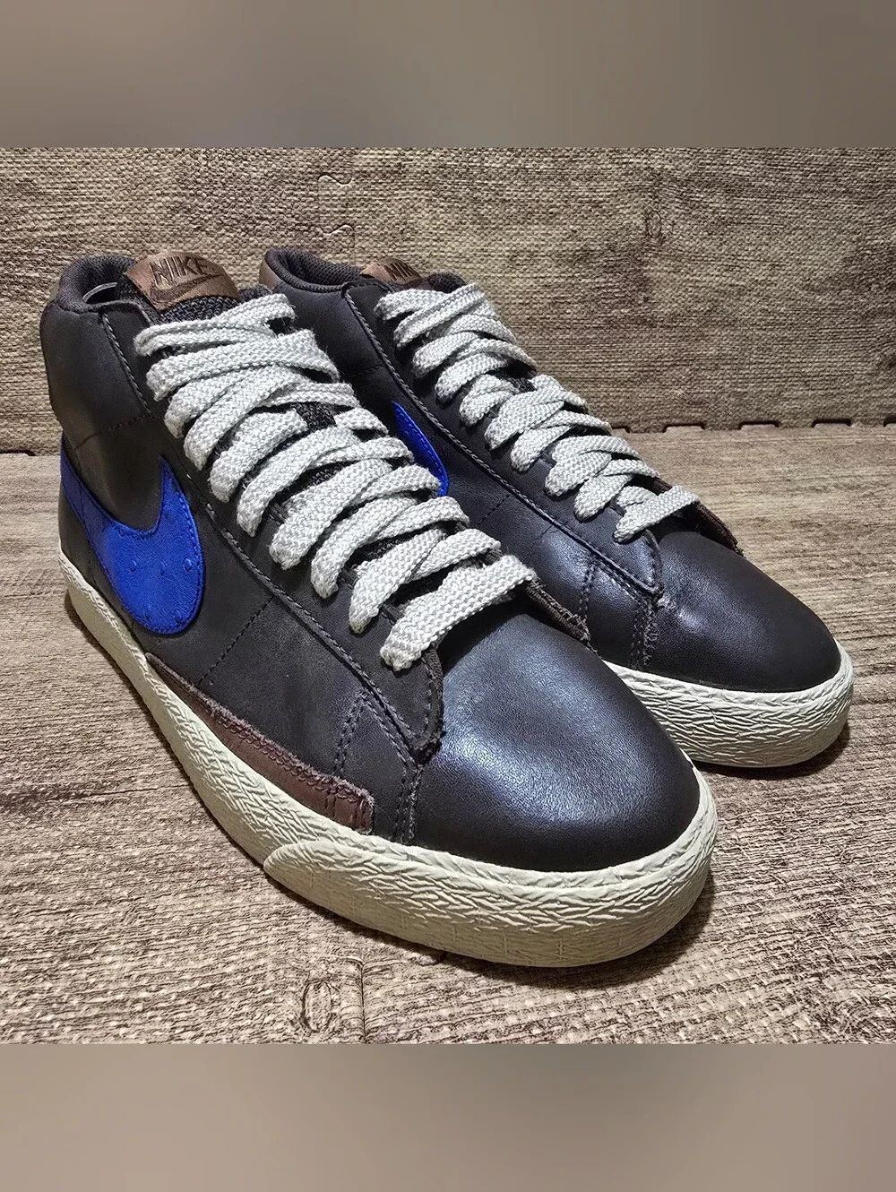 RARE Nike Blazer High Ostrich Brown Royal Blue Shoes Sz 11 315877-241 Mens